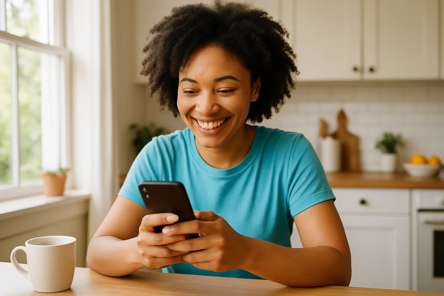 Person smiling while messaging on a smartphone — start dating in Sheffield